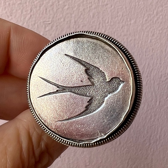 VINTAGE MARS AND VALENTINE SWALLOW BIRD OVERSIZED STATEMENT STERLING RING AS IS - Picture 1 of 16